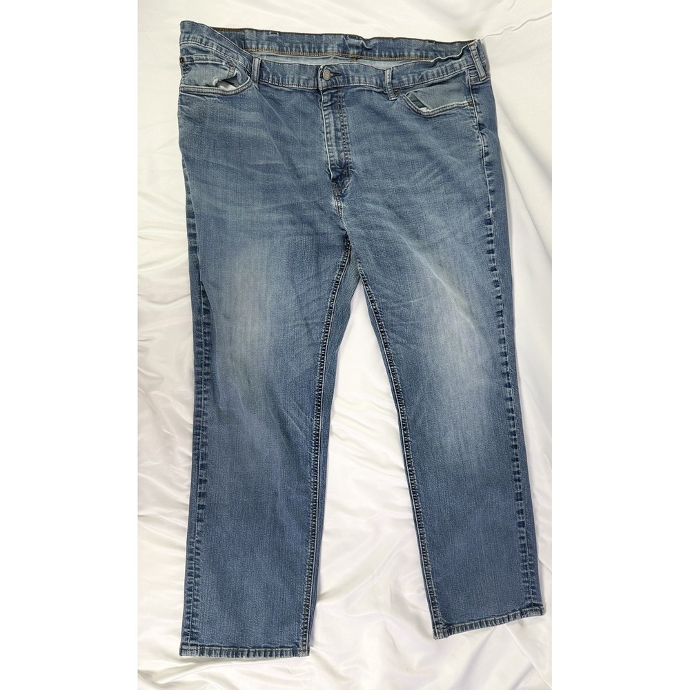 Levi's Men's 48X32 Blue Cotton Denim Jeans Straight Fit Medium Wash 5-Pocket